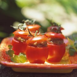 TOMATOES STUFFED WITH AUBERGINE CAVIAR