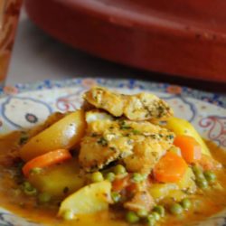 FISH TAGINE WITH VEGETABLES AND PRESERVED LEMON