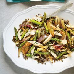 LENTIL, CHICKEN, ASPARAGUS AND ROASTED ONION SALAD